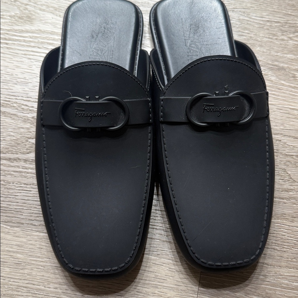 Ferragamo Black Leather Loafers
